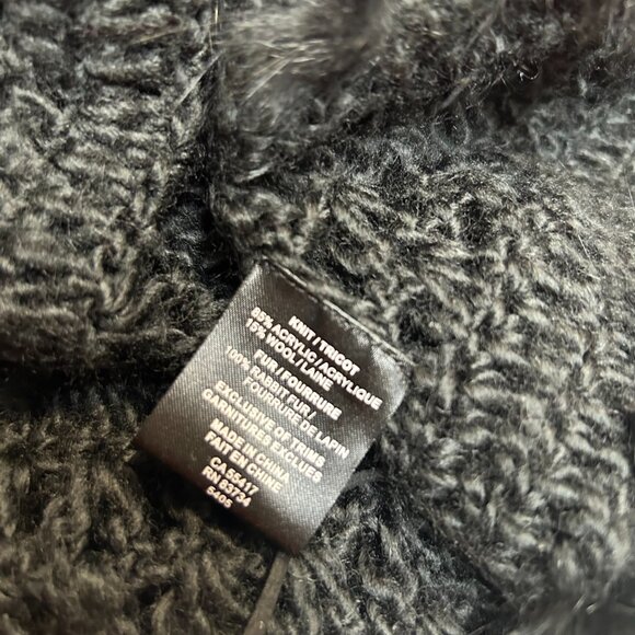 Linea Domani Black Crochet Tie Front Rabbit Fur Bohemian Cardigan Size M - Picture 12 of 12